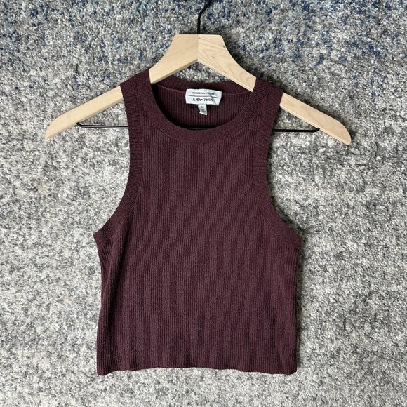 & Other Stories Tops - & Other Stories Tank Top Womens Medium Burgundy Ribbed Knit Silk Blend Crop